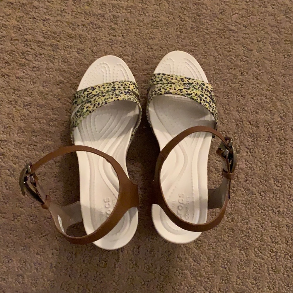 Crocs Cross-strap Ankle Wedge Sandals